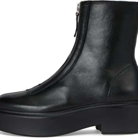 Steve Madden Women's Jones Black Leather Front Zip Ankle Boots. Sz: 9 - Picture 2 of 11